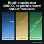 Bitcoin hovers near $89,000 while gold hits new highs and Asian equities rise.