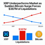 XRP Lags as Bitcoin’s Sharp Spike Sparks $387 Million Liquidations