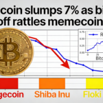 Dogecoin falls 7% as Bitcoin volatility spurs caution among memecoin traders.