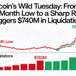 Bitcoin stages violent reversal after 14-month low, sparking $740 million in liquidations