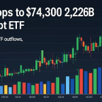 Bitcoin drops to $74,300 as spot ETFs record $2.26 billion in outflows over two weeks.