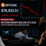 Bitcoin falls under $77K amid market jitters triggered by Trump’s Iran warning