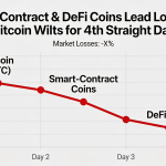 Smart Contract and DeFi Tokens Slide as Bitcoin Falls for Fourth Consecutive Day